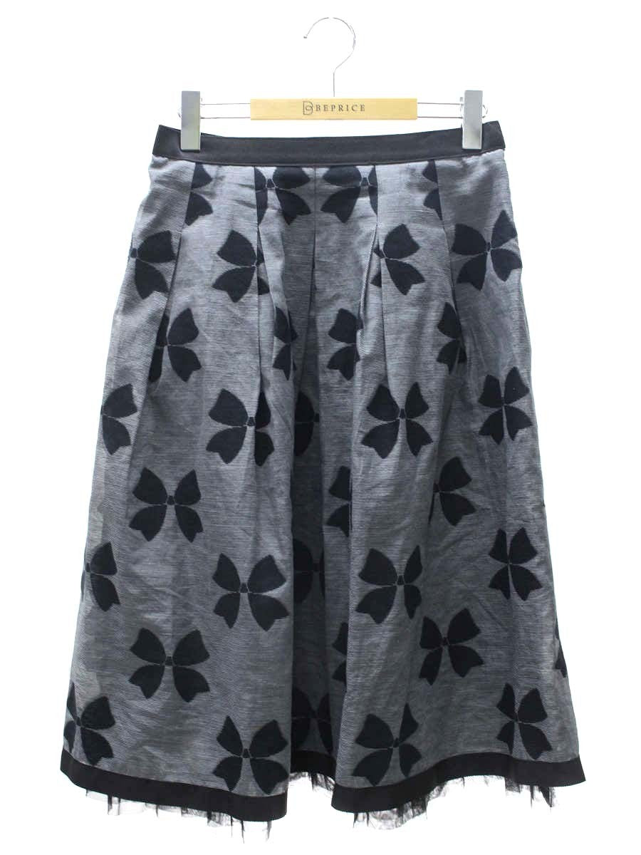 エムズグレイシー Ribbon Jacquard 017301 スカート 40 グレー ITYMZTJ6KSZS