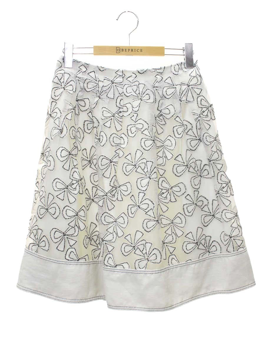 エムズグレイシー 727135 スカート 38 ベージュ リボン リネン混 IT0URB50R7BU 【SALE】