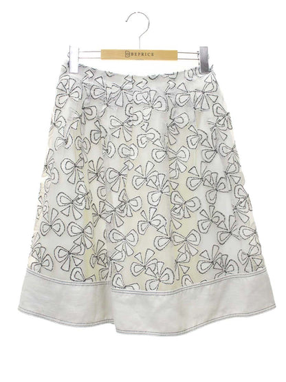 エムズグレイシー 727135 スカート 38 ベージュ リボン リネン混 IT0URB50R7BU 【SALE】