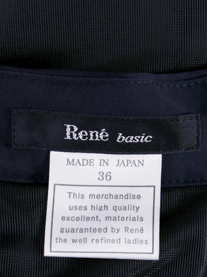 ルネ basic 5614060 スカート 36 ネイビー フラワーモチーフ タック ITNXP7IL32QO 【SALE】