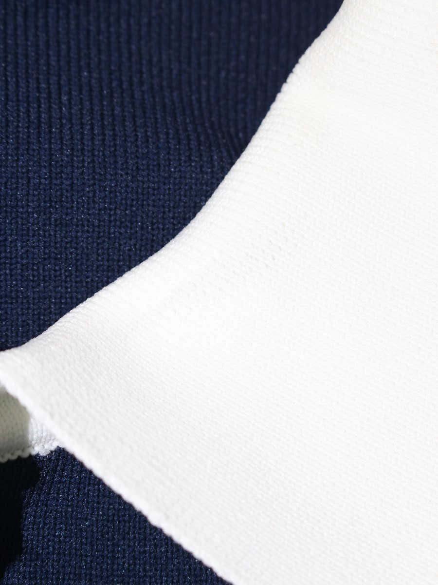 エムズグレイシー 018345 ワンピース 38 ネイビー ボリュームスリーブニット パール IT6JM7YJB4OF