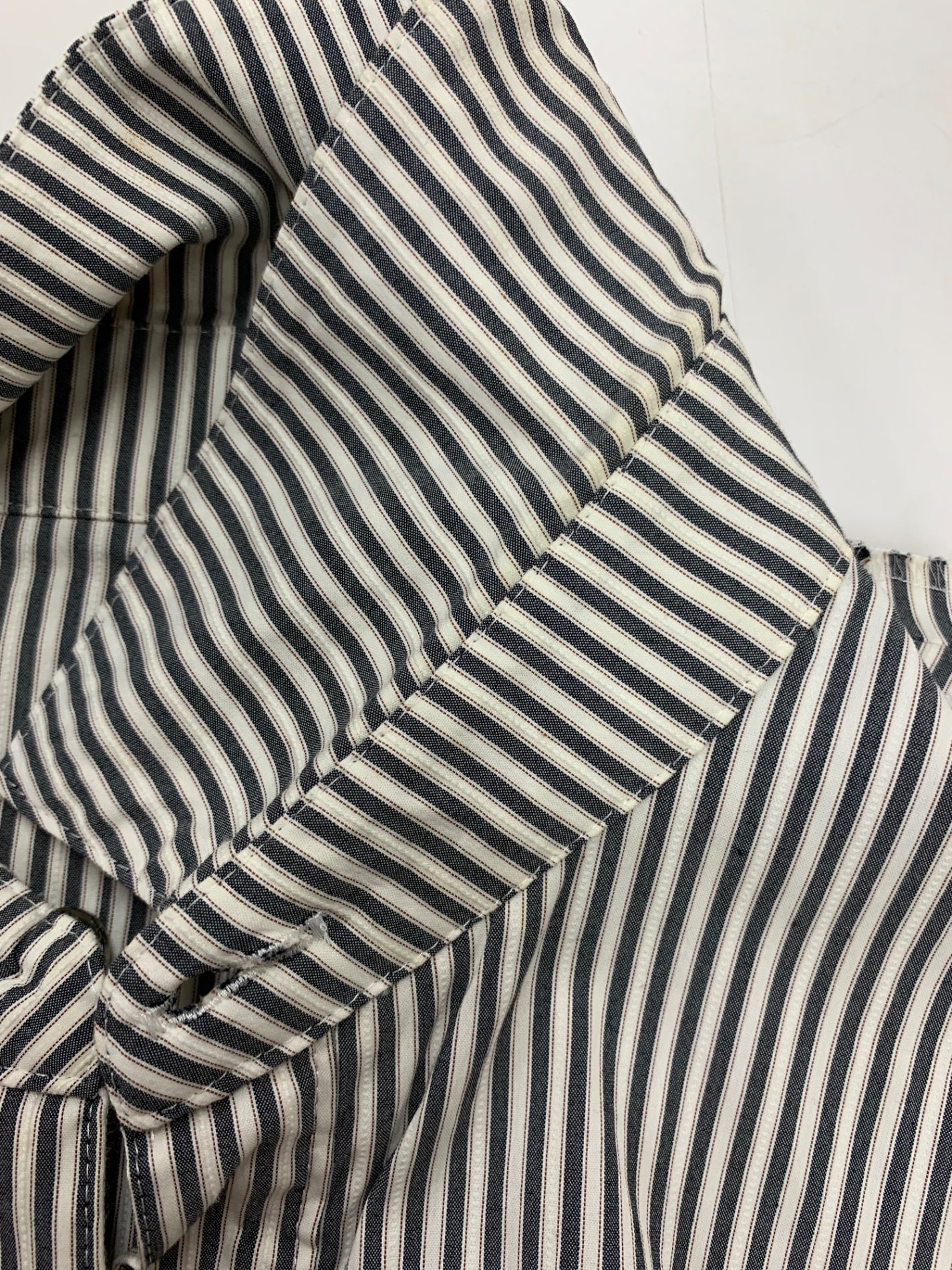 エムズグレイシー 421397 ワンピース 36 グレー 切替 デニム ストライプ フラワーボタン ITNZ3OQ2OG88