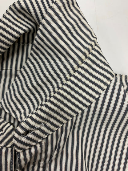 エムズグレイシー 421397 ワンピース 36 グレー 切替 デニム ストライプ フラワーボタン ITNZ3OQ2OG88