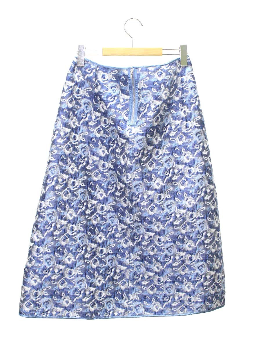 アマカ フラワージャガードスカート V5S14403 40 ブルー IT50S2OIK2QS