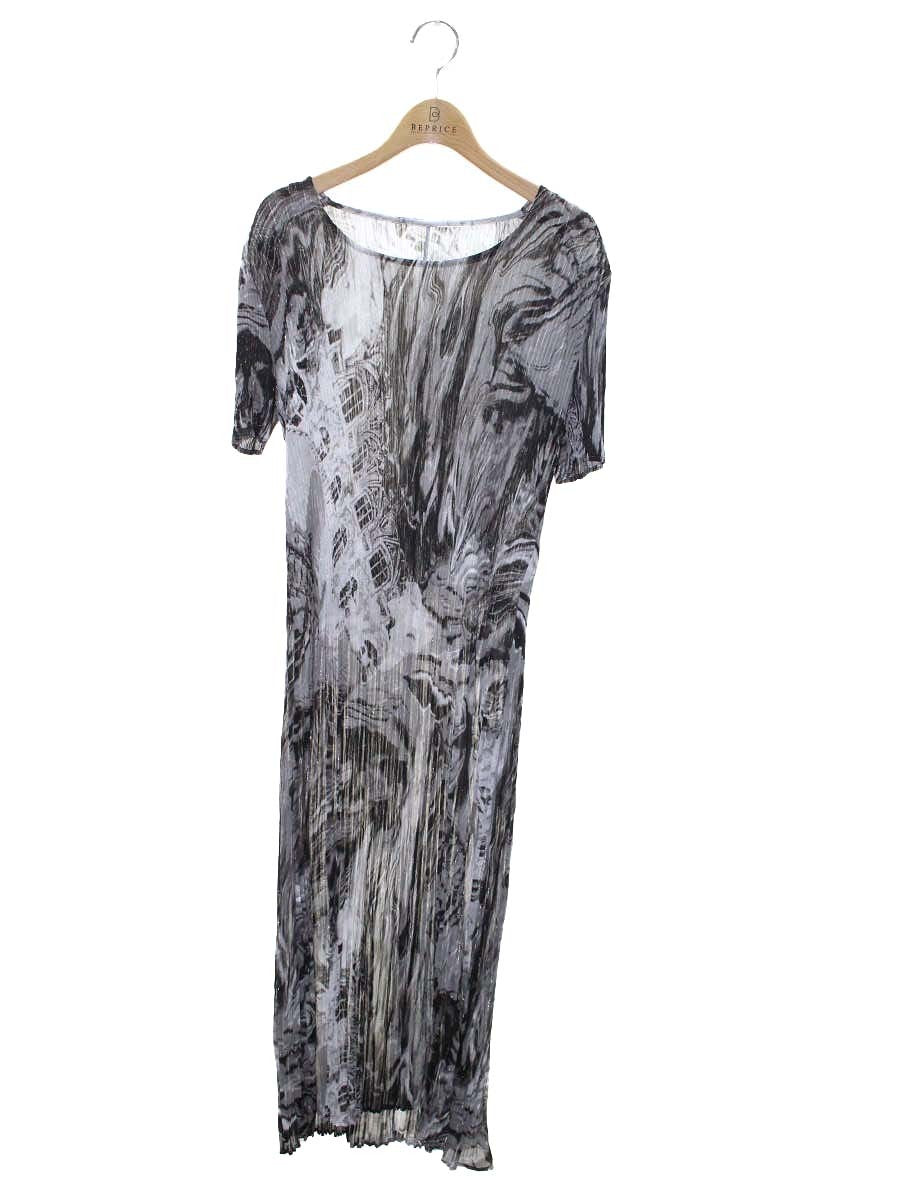 スペッチオ 471-543 シャトルプリーツ ワンピース 40 ブラック/ホワイト/グレー ラメ ITPFL85112LP