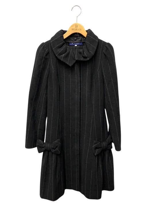 エムズグレイシー 429511 コート 36 ブラック ウール混 ストライプ リボン ITOEYYU7WYNK