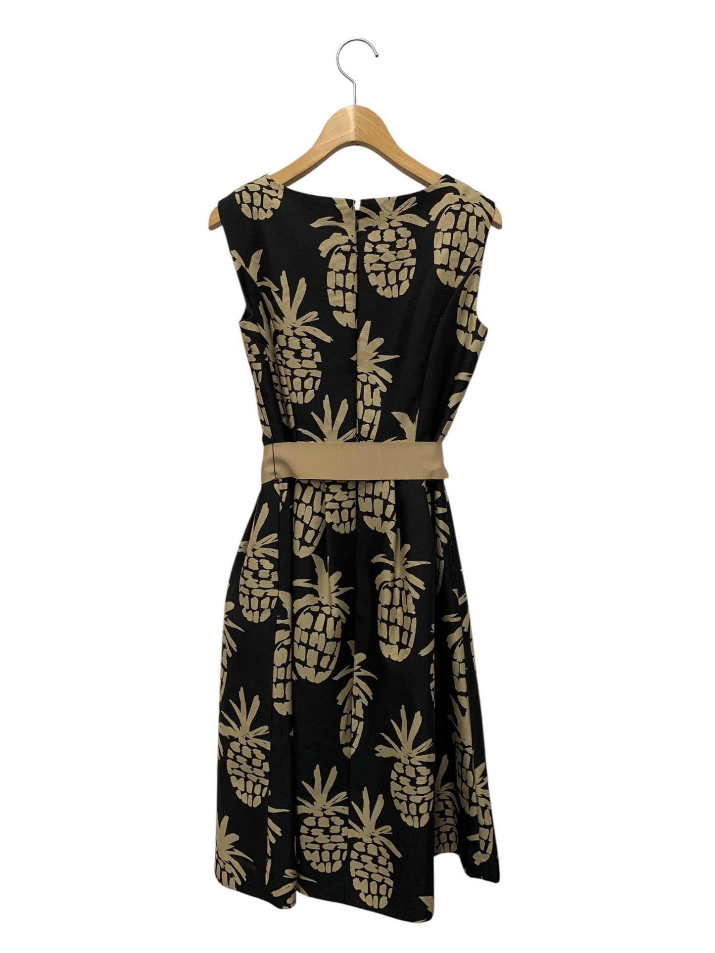 エムズグレイシー 111335 ワンピース 36 ブラック パイナップルモチーフ ウエストリボン IT8RI4CUBE00