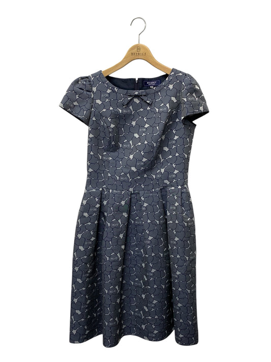 エムズグレイシー 111104 ワンピース 38 ブルー ハートモチーフ ロゴ リボン フレア IT2770LPJMT8