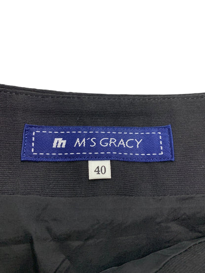 エムズグレイシー 627361 スカート 40 ブラック リボン フレア ITY8JXLFT3H4