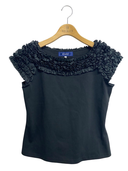 エムズグレイシー 115314 Tシャツ カットソー 38 ブラック 衿フリル ITCLAOLC7OZK