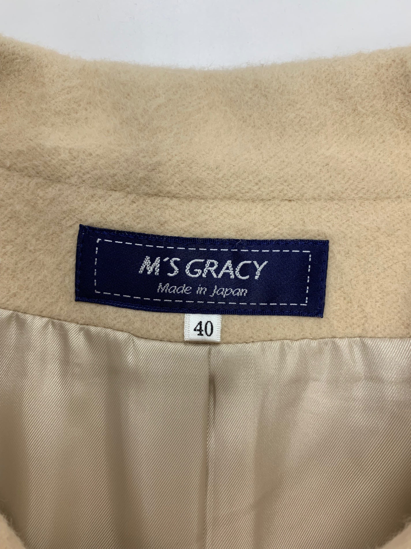 エムズグレイシー 219612 ショートコート 40 ベージュ アンゴラ混 ITH3OI6V1FLY