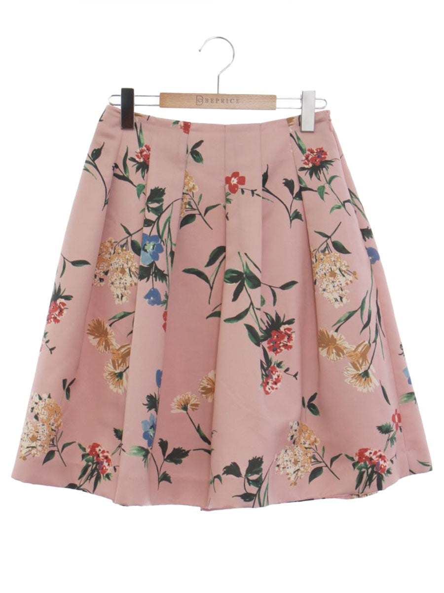 エムズグレイシー 727549 スカート 38 ピンク フラワーモチーフ タック ITRJ47GC9X3O