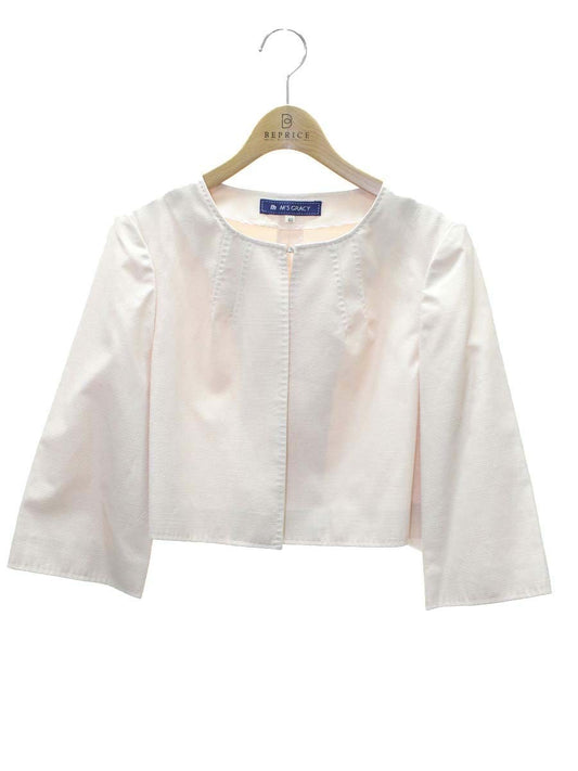 エムズグレイシー 124502 ノーカラージャケット 40 ピンク ビジュー IT9DNF06VZC8