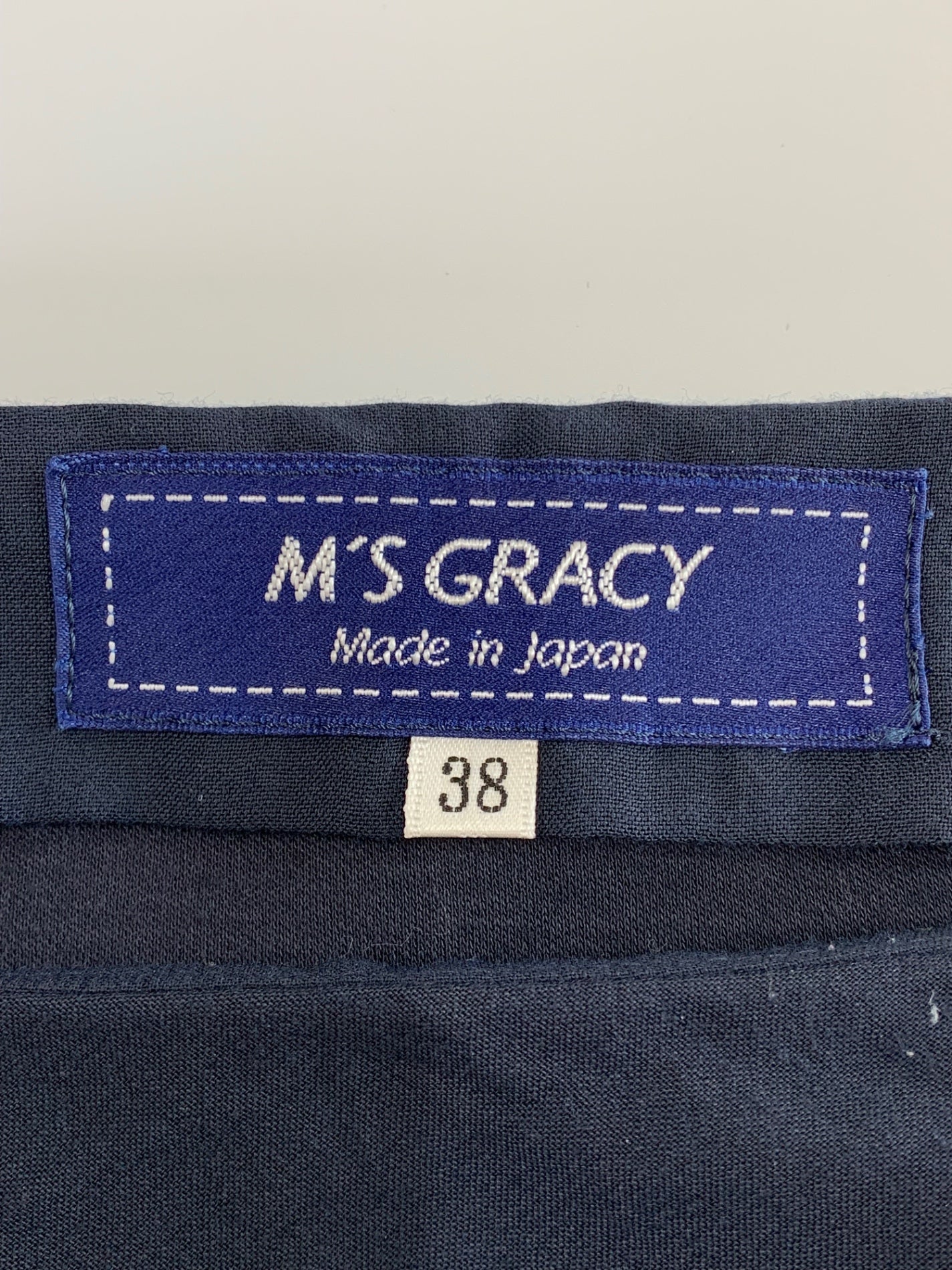 エムズグレイシー 815333 シャツ ブラウス 38 ネイビー ティアード 異素材 袖リボン ITRIHRH628C4