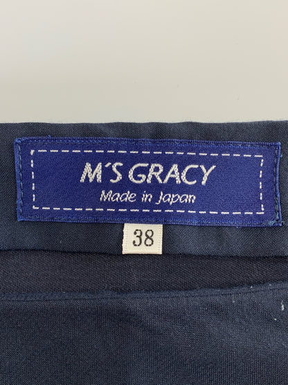 エムズグレイシー 815333 シャツ ブラウス 38 ネイビー ティアード 異素材 袖リボン ITRIHRH628C4