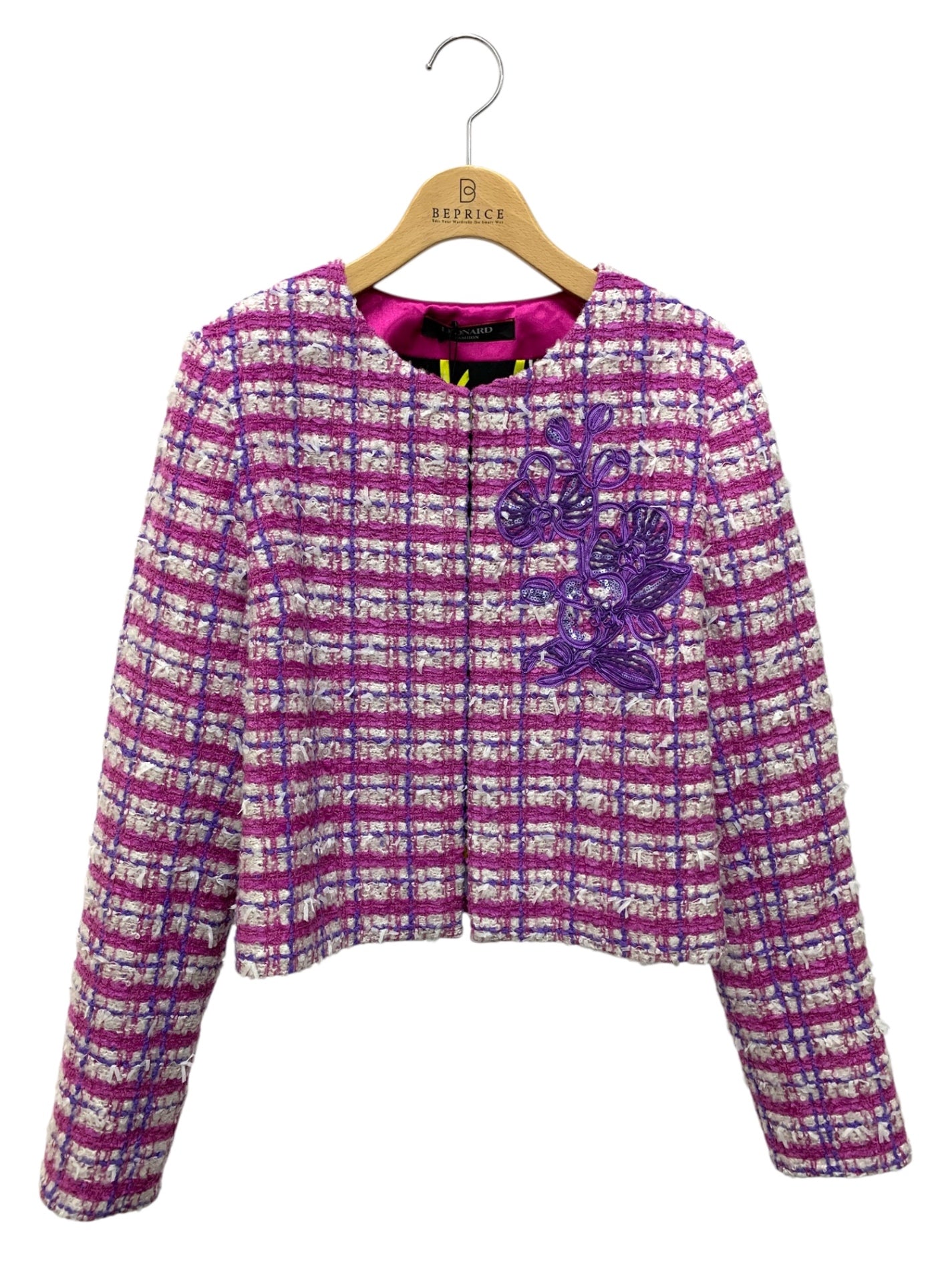 レオナールファッション 0331053 ジャケット 38 パープル ツイード スパンコール 24SS IT24D6BM0R5S 【SALE】