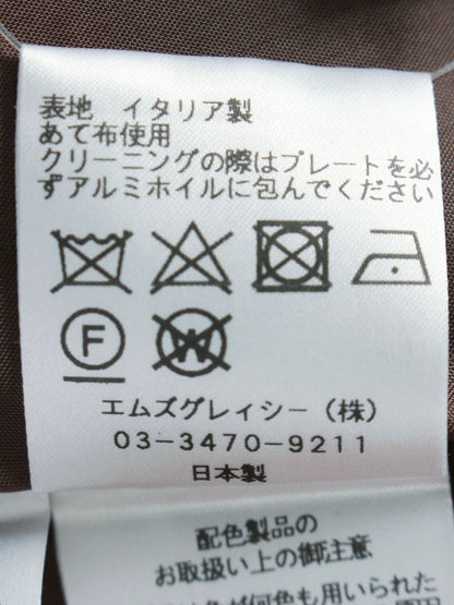 エムズグレイシー 017541 スカート 38 ブラウン チェック柄 リボン IT4HGMH8NN0K