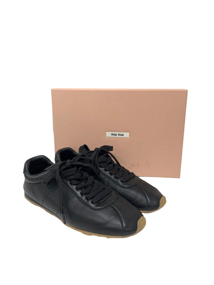 ミュウミュウ プリューム ナッパレザー スニーカー  5E114E_038_F0002_F_005 38.5 ブラック ITJ3OM64TLPK 【SALE】