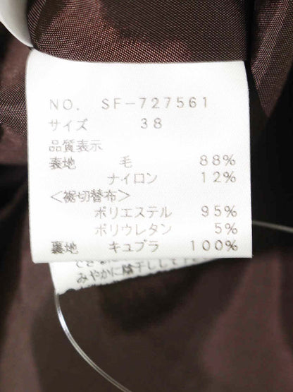 エムズグレイシー 727561 スカート 38 ブラウン 千鳥格子柄 タックフレア リボン ITO6VO0DNR6M