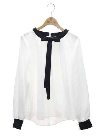 ルネ 5331140 ブラウス 34 ホワイト バイカラー リボン ITRQ2AM93I0E