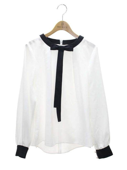 ルネ 5331140 ブラウス 34 ホワイト バイカラー リボン ITRQ2AM93I0E