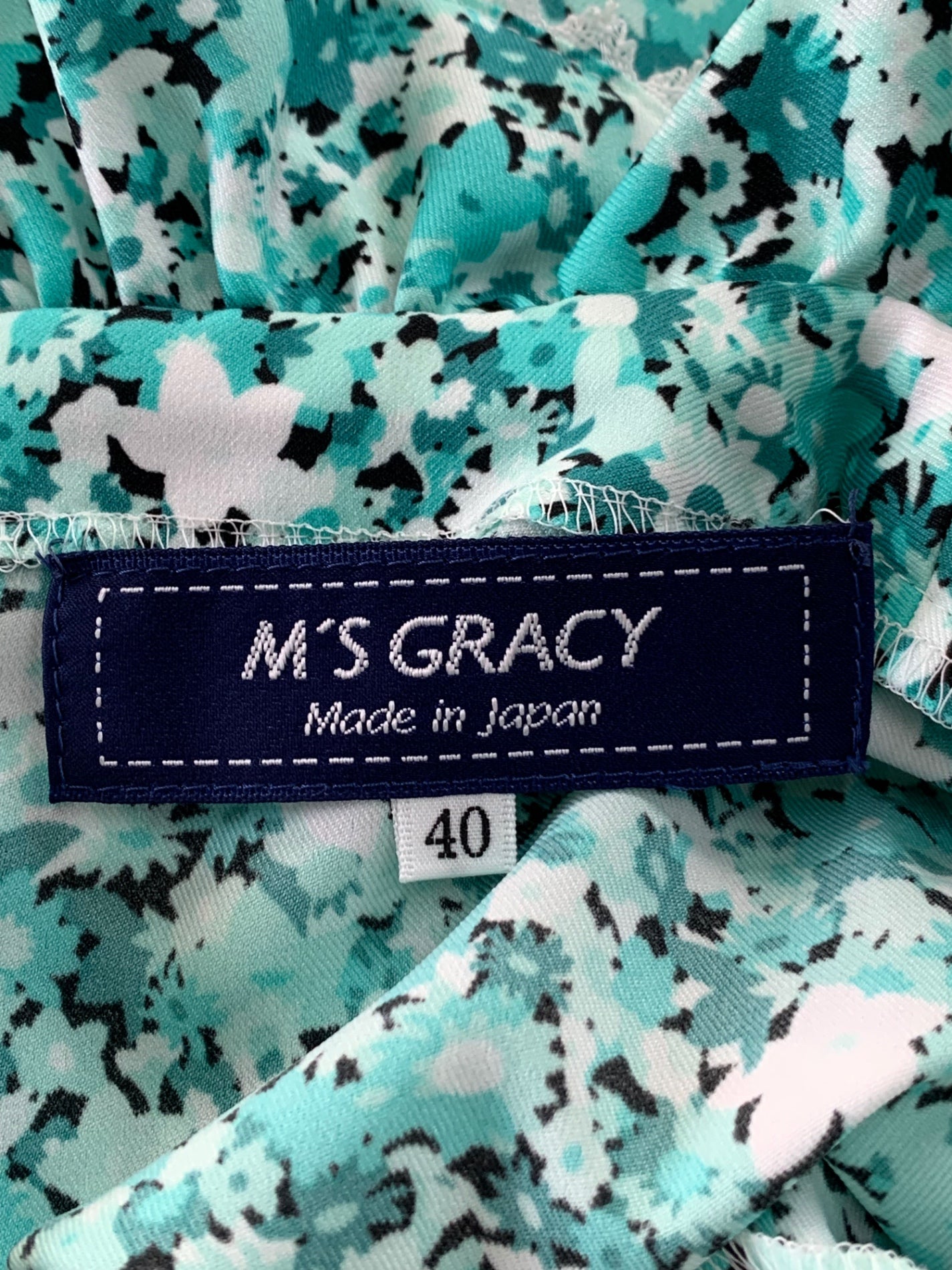 エムズグレイシー 210504 シャツ ブラウス 40 グリーン フラワーモチーフ ITKLBVNXLRTS