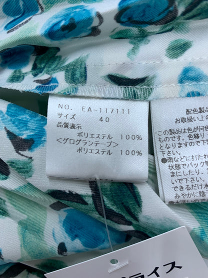 エムズグレイシー 117111 スカート 40 ホワイト バラ柄 プリーツ ITCA7SGBHV0A