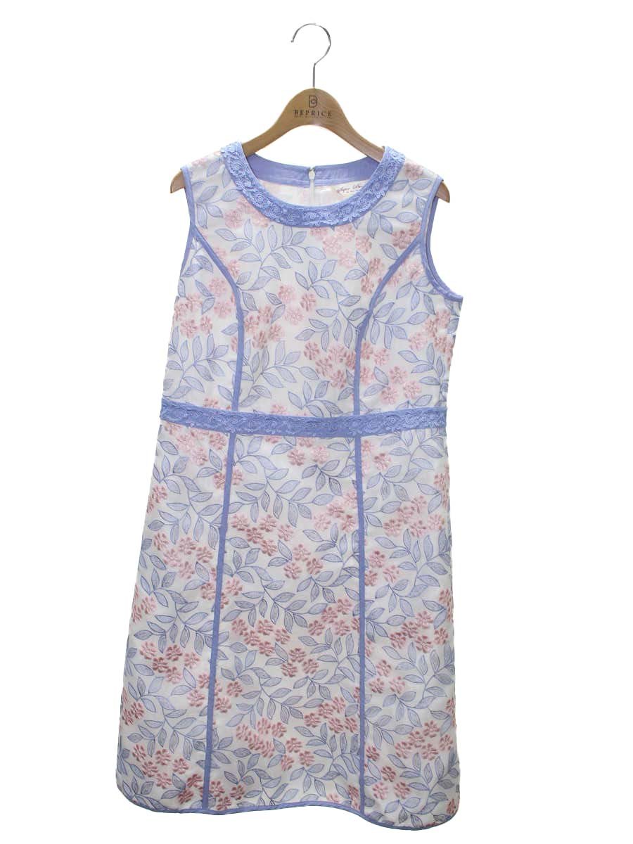 スーパービューティー ワンピース 40 ライトパープル/ピンク フラワーモチーフ 刺繍 IT99PCX2WULS