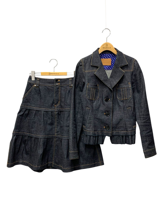 ソニアリキエル JKWYYS0101 SKWYYS0101 セットアップ 38 ネイビー デニム ジャケット フリル スカート ITGPNDQN10YS