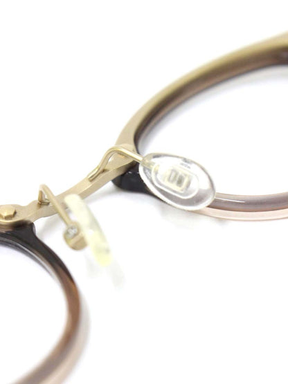 アキット bin3 メガネ ブラウン/ゴールド コンビフレーム フルリム ラウンド ITXDHFV41U7K