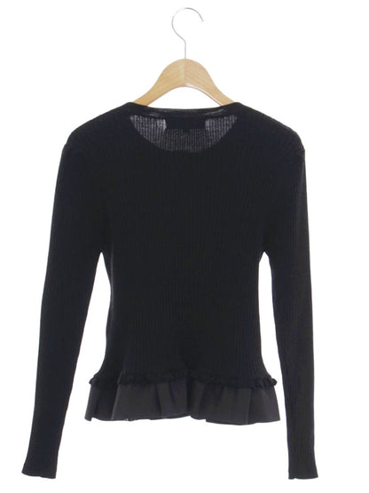 エムズグレイシー 818593 カーディガン 40 ブラック リブ パールビジュー ITAW7IK4QAGC