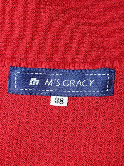 エムズグレイシー 528327 カーディガン 38 レッド ボレロ リボン ITB458K98LXK