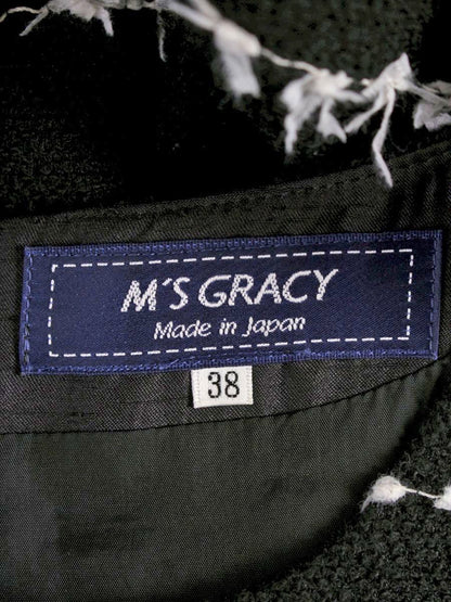 エムズグレイシー 011101 ワンピース 38 ブラック ボーダー リボン ITNEASYTBV48