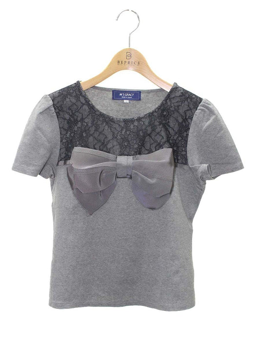 エムズグレイシー 725516 Tシャツ カットソー 38 グレー リボン ITED6GKY45TL