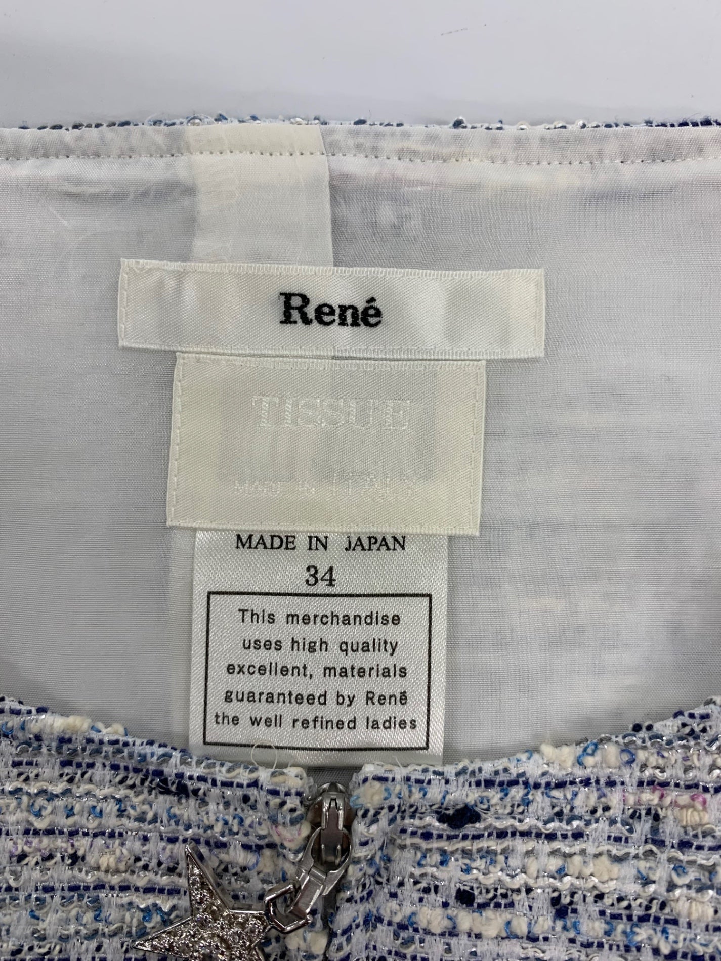 ルネ 6016300 ワンピース 34 ブルー ツィード IT8N2KGVNQQ8 【SALE】