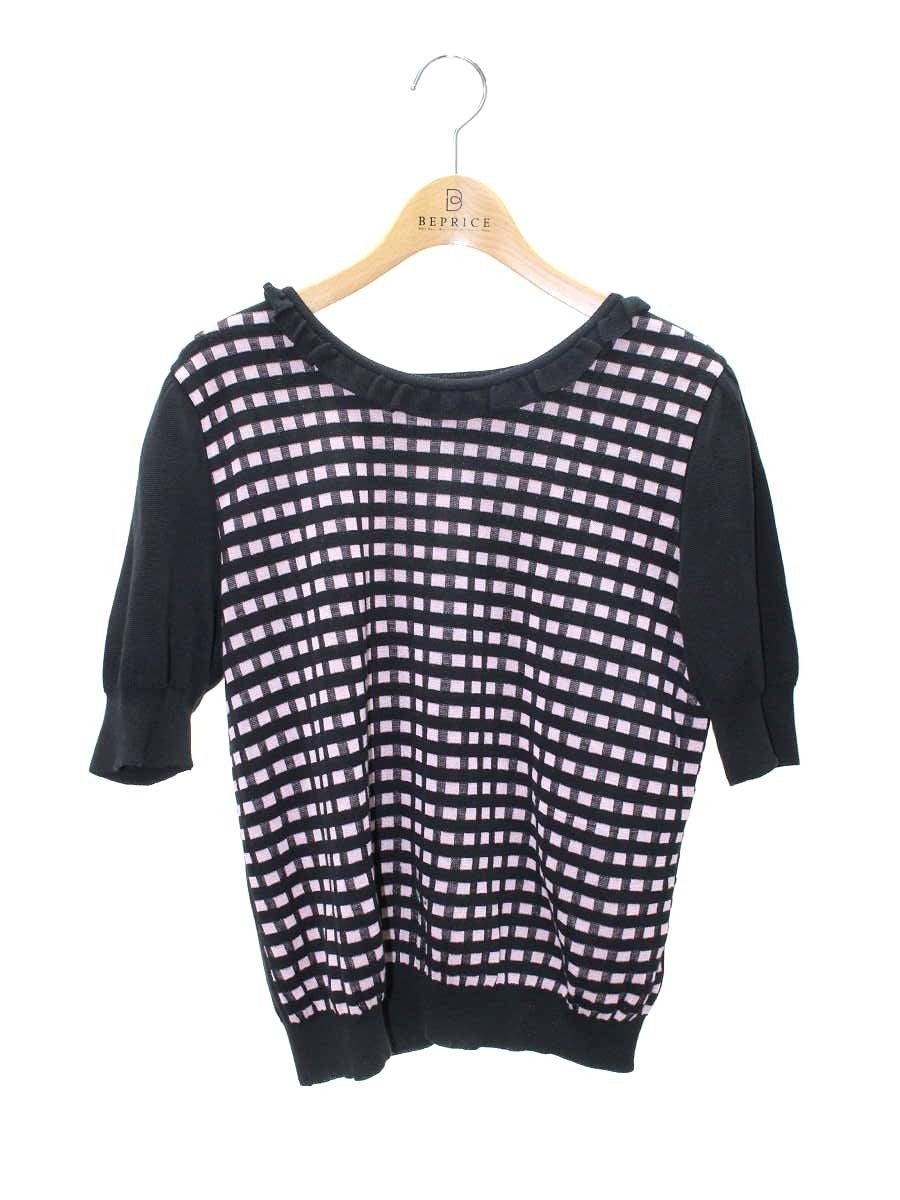 エムズグレイシー 218505 ニット セーター 42 ブラック/ピンク フリル