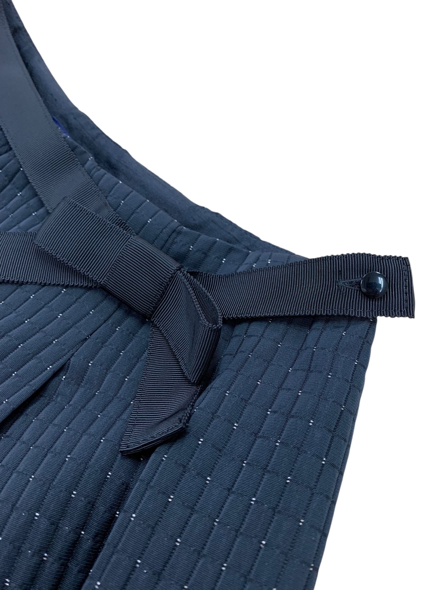 エムズグレイシー 017707 スカート 38 ブラック ラメ キルティング フレアー リボン IT796CJOOE2K