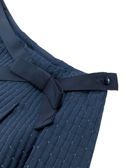 エムズグレイシー 017707 スカート 38 ブラック ラメ キルティング フレアー リボン IT796CJOOE2K