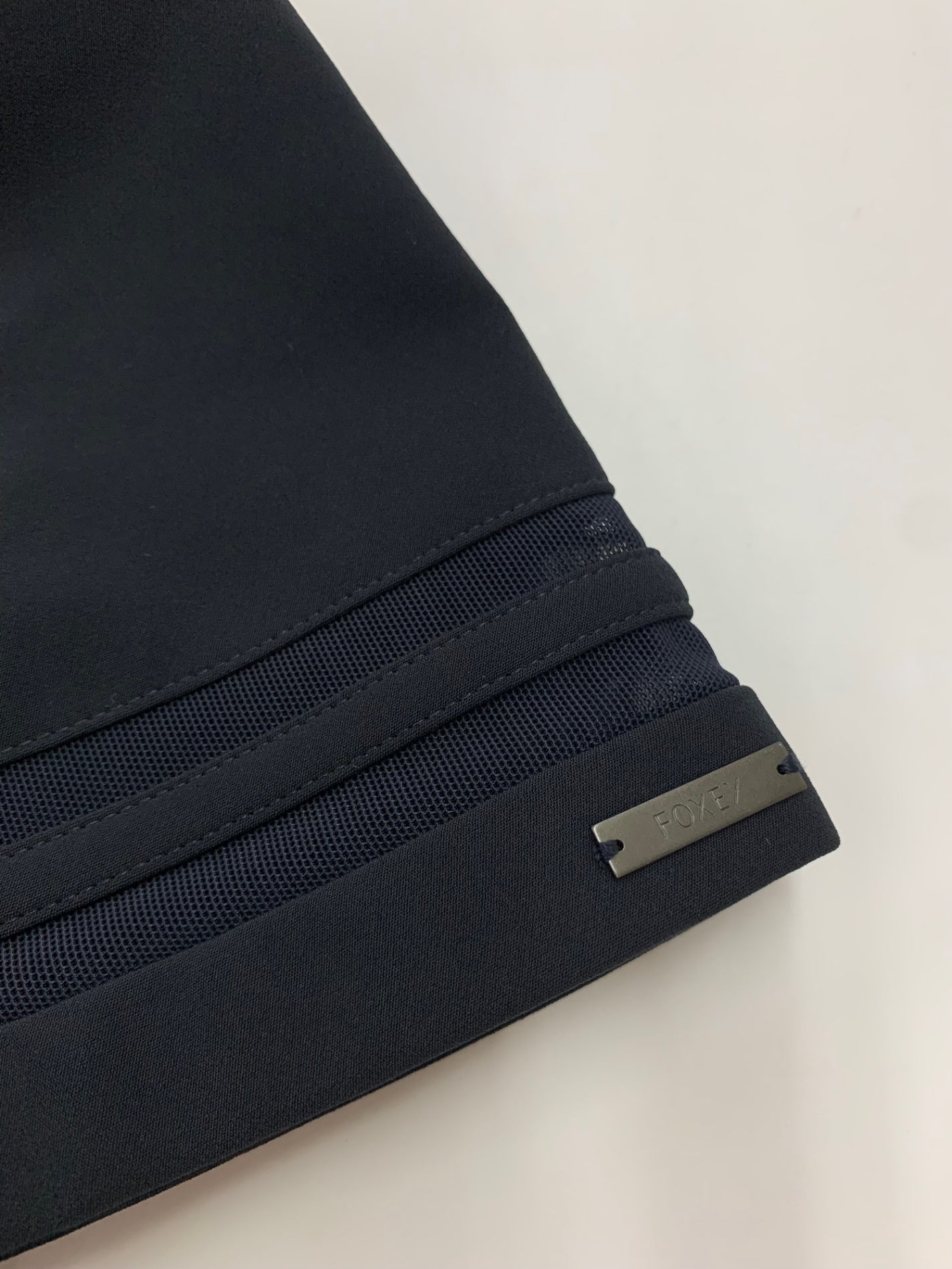 フォクシーニューヨーク クールロワイヤル 29066 ワンピース 42 ネイビー メッシュ  バックジップ Aライン クルーネック ITJYZ4FQZ5NO