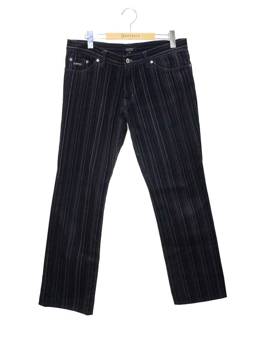 バーバリーブラックレーベル BMS13-720-08 パンツ 82 ブラック ベロア ストライプ IT8ONYNGN8I0