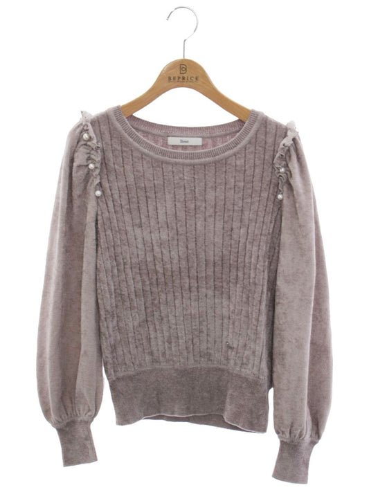 ルネ 6132480 ニット 34 グレー ストライプ パール ITY1ULR3HB56