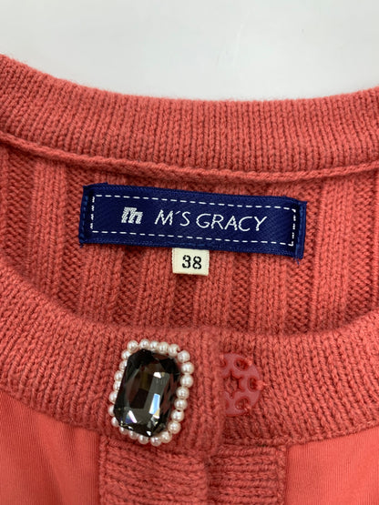 エムズグレイシー 428574 カーディガン ピンク ナイロン 切替 ニット ストール付き IT3S5WR1OC0C