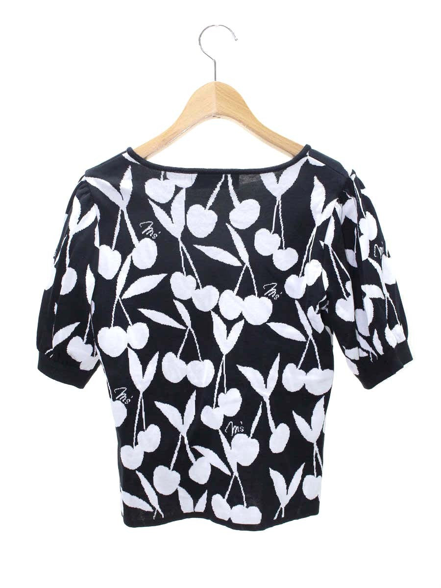 エムズグレイシー 118128 Tシャツ カットソー 40 ブラック/ホワイト さくらんぼ ニット ITAQDT2ZAO3F