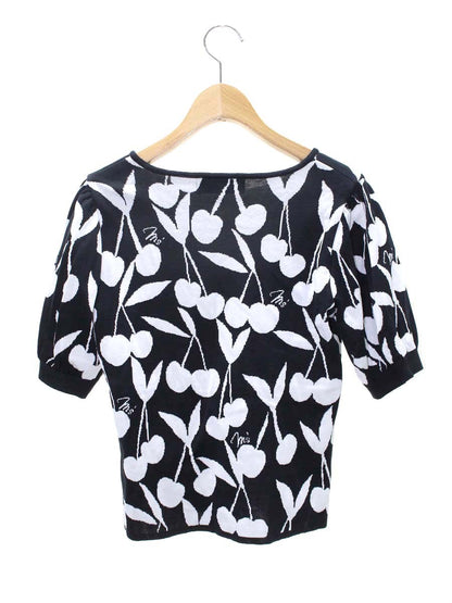 エムズグレイシー 118128 Tシャツ カットソー 40 ブラック/ホワイト さくらんぼ ニット ITAQDT2ZAO3F