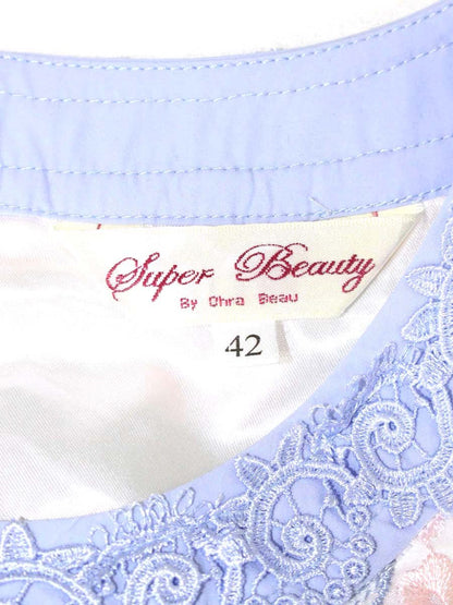 スーパービューティー ワンピース 42 ブルー フラワーモチーフ レース ITRVKWUIWRSN