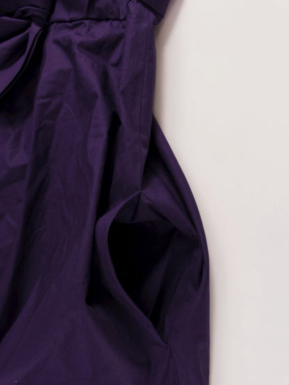 ポールカ 713EAC ワンピース 38 パープル Vネック リボン タックフレア ITBBTSFUM37F