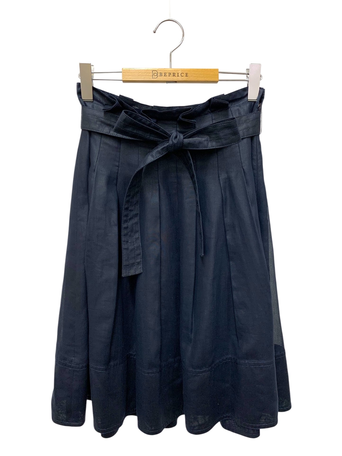 エムズグレイシー 927345 スカート 38 ネイビー タックフレア IT2Y8O75B23C 【SALE】