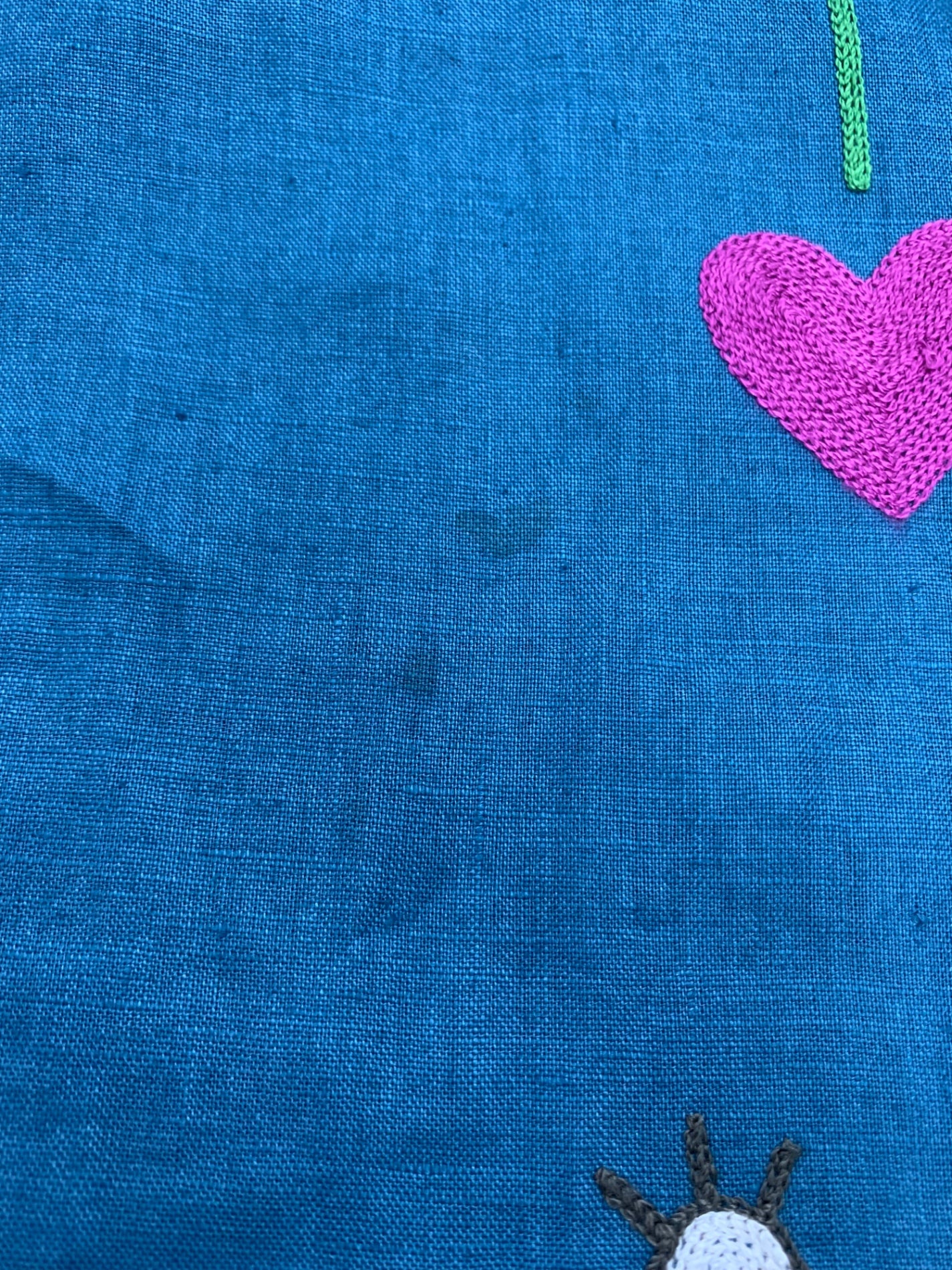 アルベロベロ 615136 ワンピース ブルー 麻 ブタ ウサギ フラワー 刺繍 IT9VM5WNMYAE