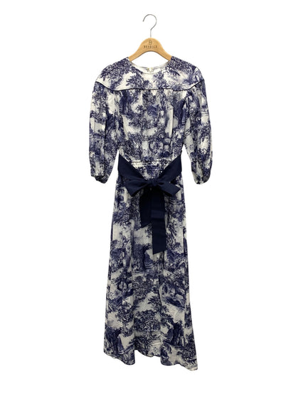 エポカ トワルドジュイプリント フレアドレス M5J24-549-25 ワンピース 40 ブルー 25SS ITTVFSZEJZRS