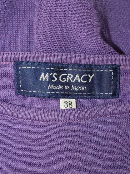 エムズグレイシー 818118 ニット セーター 38 パープル 袖リボン リブ ITI88AU5TGVS
